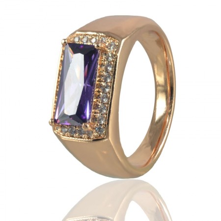 Кольцо позолоченное XP 1391-фиолетовый фото | Brulik