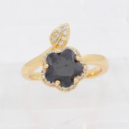 Изумительное кольцо Цветок в позолоте 10-1056-черный