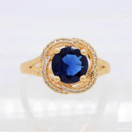 Удивительное кольцо с фианитами оптом 10-1082-синий фото | Brulik