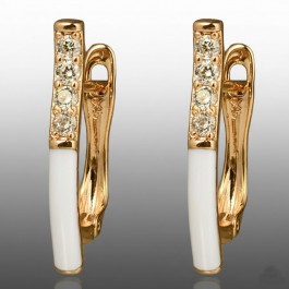 Позолочені сережки  Xuping 24762-біла емаль