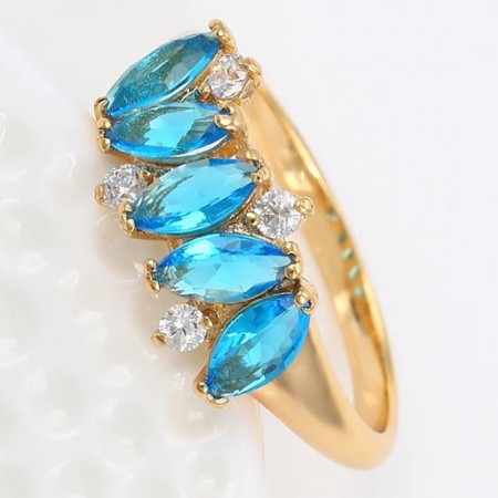 Неотразимое колечко с фианитами Xuping 13844-голубой фото | Brulik