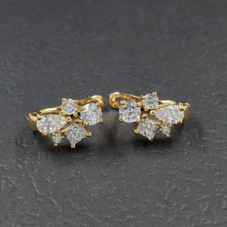 Позолоченные серьги с фианитами Xuping  10-2143-белый фото | Brulik