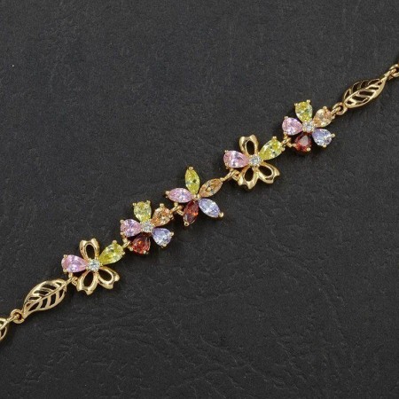 Позолоченный браслет с фианитами ХР 7098-мультиколор фото | Brulik