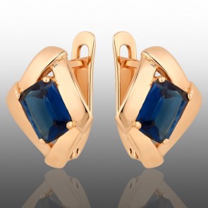 Позолочені сережки Xuping 24310-синій фіаніт фото | Brulik