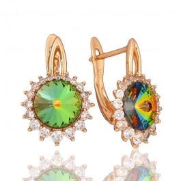  Позолоченные серьги Swarovski Xuping 21680- зеленый фианит