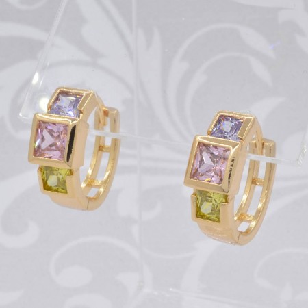 Чудесные серьги-колечки с фианитами оптом 10-9068-мультиколор фото | Brulik