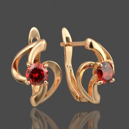 Позолоченные серьги Xuping 20635 красные фианиты