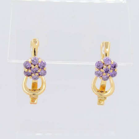 Изумительные серьги с фианитами оптом 10-2258-фиолетовый фото | Brulik