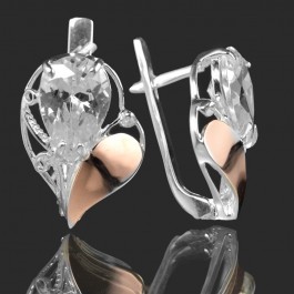 Серебряные серьги с золотыми вставками 26