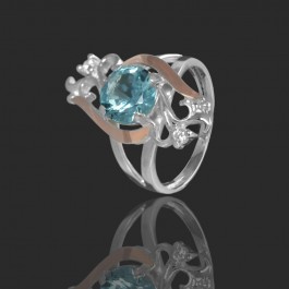 Серебряное кольцо с золотыми вставками 50-17