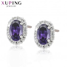 Серьги-гвоздики Xuping 80127-фиолетовые фианиты