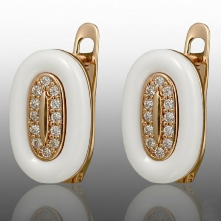 Позолочені сережки керамічні Xuping 24238-білий фото | Brulik