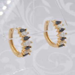 Великолепные серьги-колечки с фианитами Xuping 10-2982-черно-белый