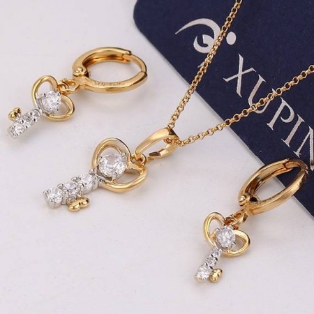 Комплект "Ключик" с фианитами 18К 63163 фото | Brulik