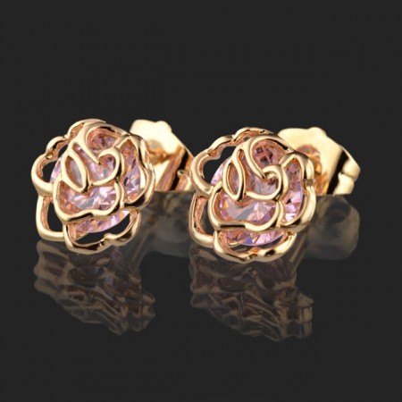 Позолоченные серьги гвоздики Xuping 2458-розовый фото | Brulik