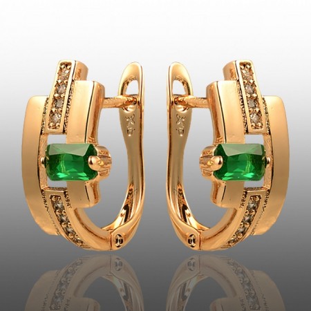 Позолочені сережки  Xuping 23457-зелені фіаніти фото | Brulik