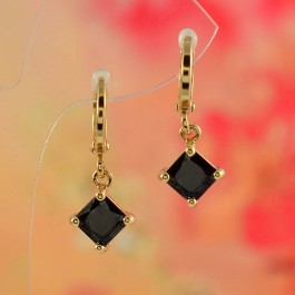 Славные подвесные серьги с фианитами 18 K 10-9022- черный