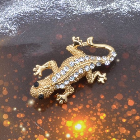 Оригинальная брошь Ящерица с фианитами QS 188-33  фото | Brulik