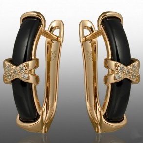 Позолочені сережки керамічні Xuping 24682-чорні фото | Brulik