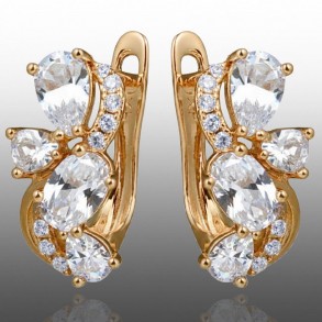 Позолочені сережки  Xuping 24763-білий фіаніт фото | Brulik