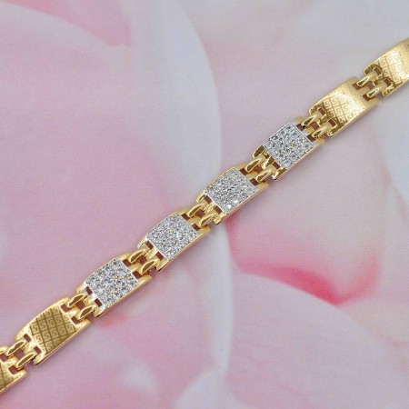 Позолоченный браслет с фианитами оптом 10-7217 фото | Brulik