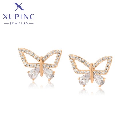 Позолочені сережки гвоздики "Метелики" Xuping S00157799 фото | Brulik