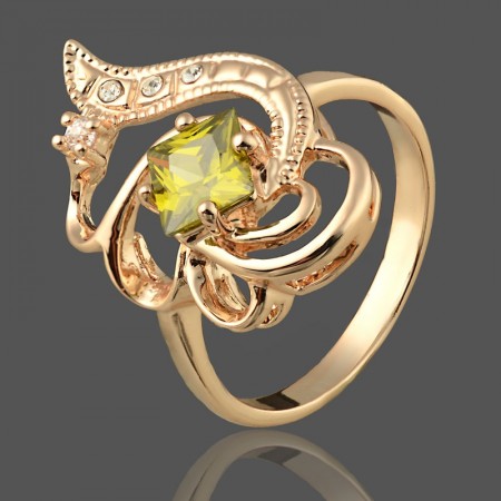 Позолоченное кольцо Fallon 83200913-зеленый фото | Brulik