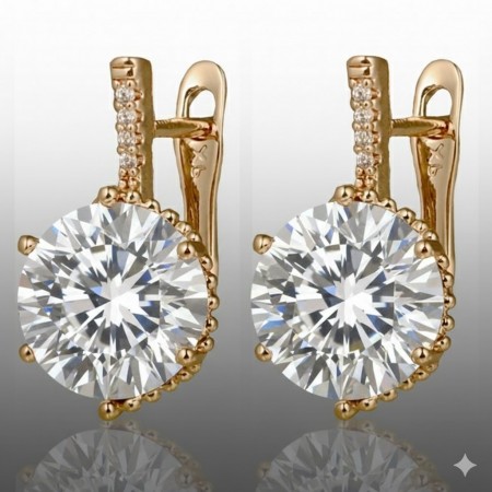 Позолочені сережки  Xuping 24022-білий фіаніт фото | Brulik