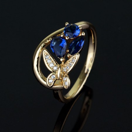 Позолоченное кольцо XP 1574 синий фото | Brulik