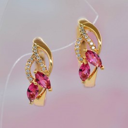 Превосходные серьги 10-2340-красный корунд