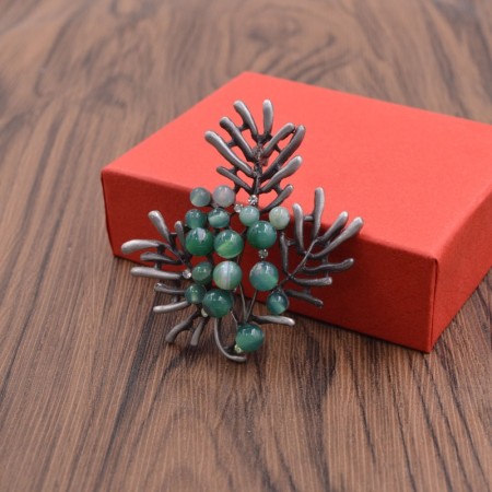 Брошь-8465-зеленый фото | Brulik