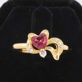 Миловидное кольцо с фианитами XP 10-1162-красный корунд