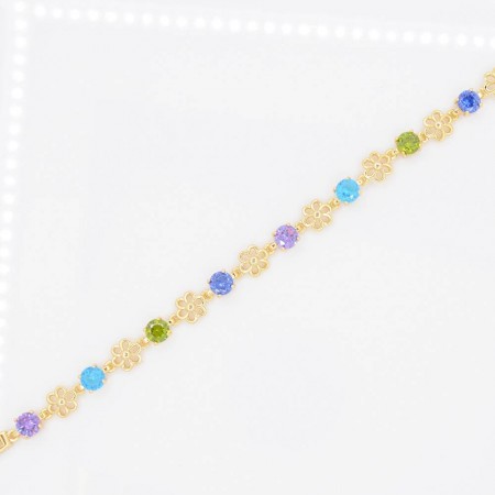 Яркий браслет с фианитами Xuping 10-7066-мультиколор фото | Brulik