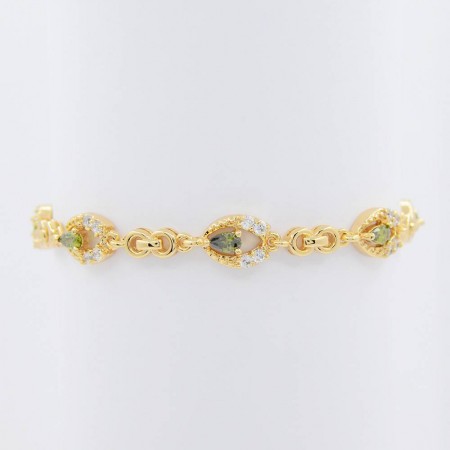 Элегантный браслет с фианитами ХР 10-7074-зеленый фото | Brulik