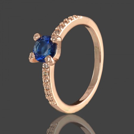 Позолоченное кольцо Fallon 83201411-синий фианит фото | Brulik