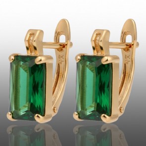 Позолочені сережки Xuping 24642-зелений фіаніт фото | Brulik