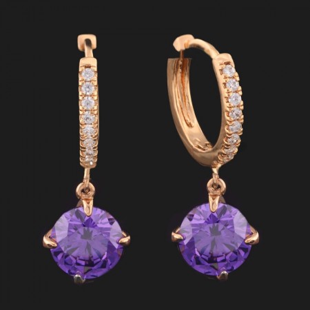 Позолоченые серьги XP 9583-фиолетовый фото | Brulik