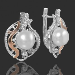 Серебряные серьги с золотыми вставками 57