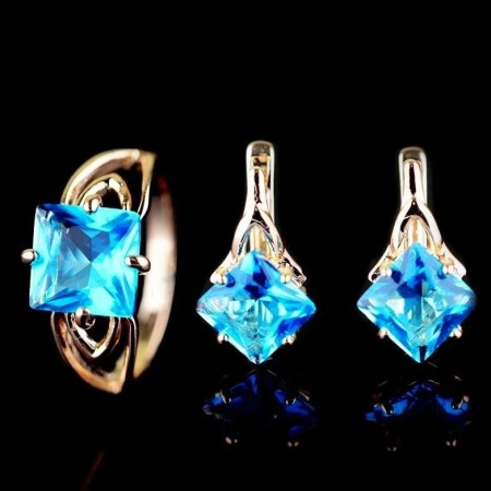 Позолоченный комплект  Fallon 81200102 - темно-голубой  фото | Brulik