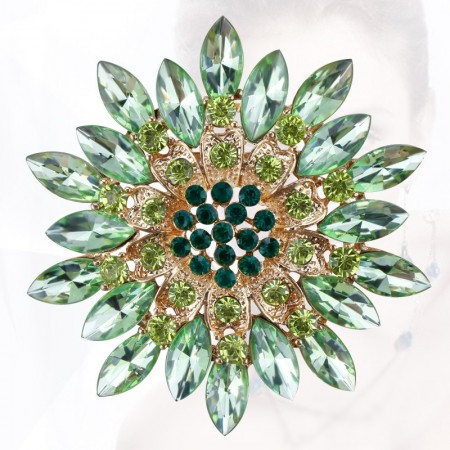 Брошь "Астра" 0171 - зеленый фото | Brulik