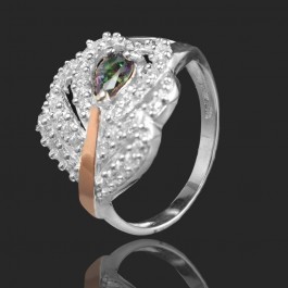 Серебряное кольцо с золотыми вставками 16