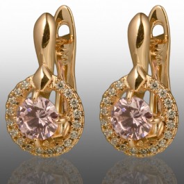 Позолочені сережки Xuping 24699-рожевий фіаніт