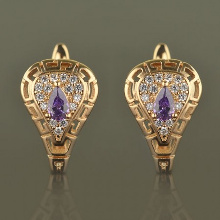 Позолоченые серьги ХР 2660-фиолетовый фото | Brulik