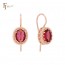 Позолочені сережки  Fallon 82283077-червоний фіаніт фото | Brulik