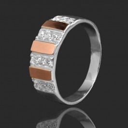 Серебряное кольцо с золотыми вставками 6