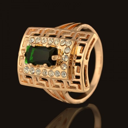 Позолоченное кольцо Fallon 8323564-зеленый фото | Brulik