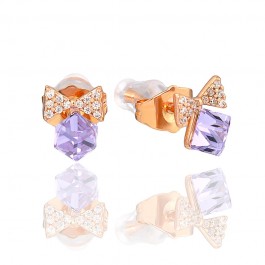 Позолоченные серьги Swarovski Xuping 21624-сиреневые фианиты