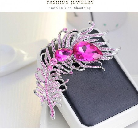 Брошь "Перо" 8504-розовый фото | Brulik