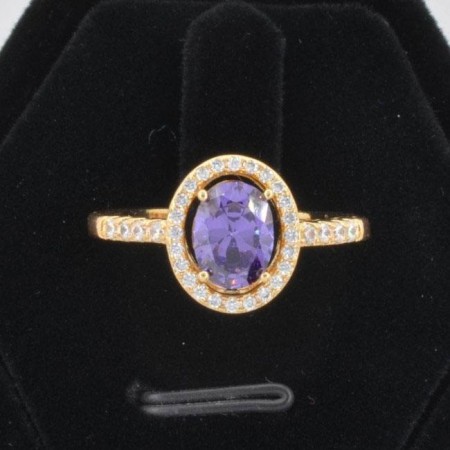 Совершенное элитное кольцо с фианитами 10-1152-фиолетовый фото | Brulik