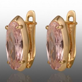 Позолочені сережки  Xuping 24735-рожевий фіаніт